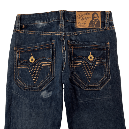 Christian Audigier bleach splatter denim jeans trousers W28 - Known Source