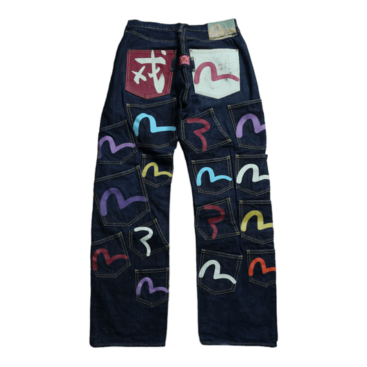Evisu Multi Pocket Rainbow Denim Jeans - Paris Edition - Known Source