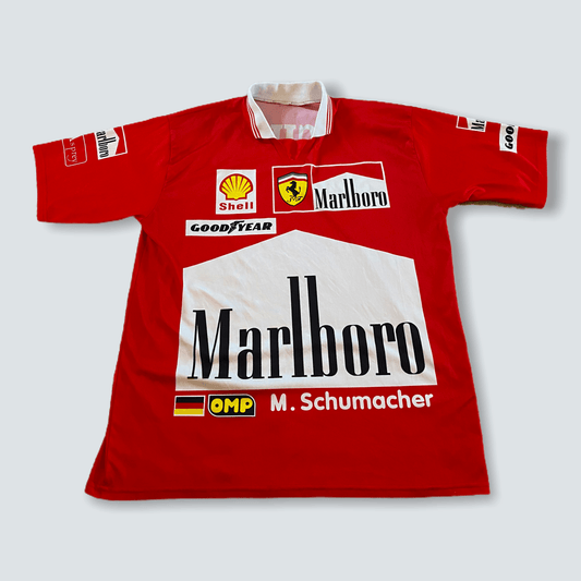 Ferrari Marlboro F1 Micheal Schumacher signature front and back jersey (XL) - Known Source