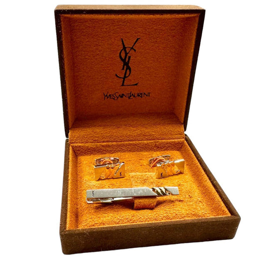 Vintage YSL Yves Saint Laurent Tie Clip And Cuff Link Set - Known Source