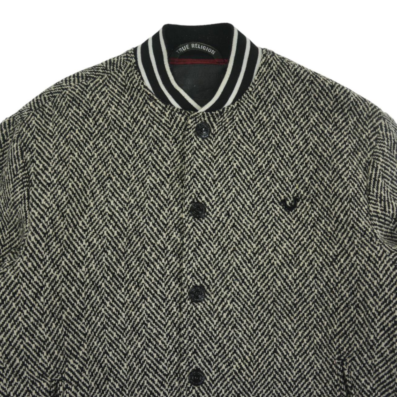 Vintage True Religion Tweed Wool Varsity Jacket Size M