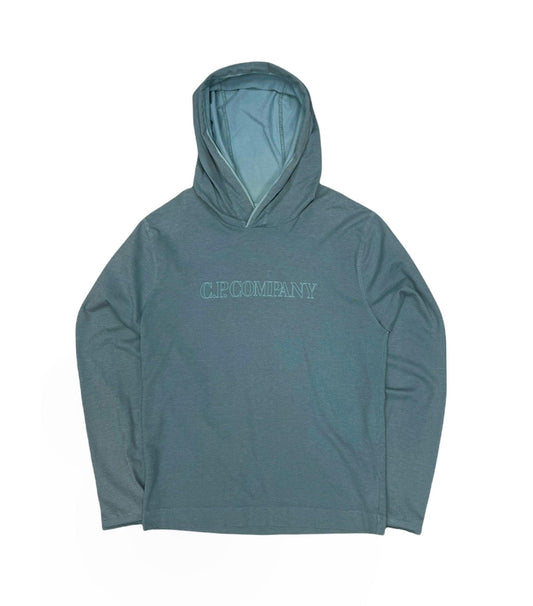 CP Company pullover light blue front logo print hoodie - Known Source