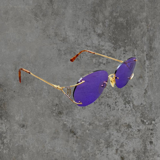 DIOR PURPLE AND GOLD RIMLESS SUNGLASSES - Known Source