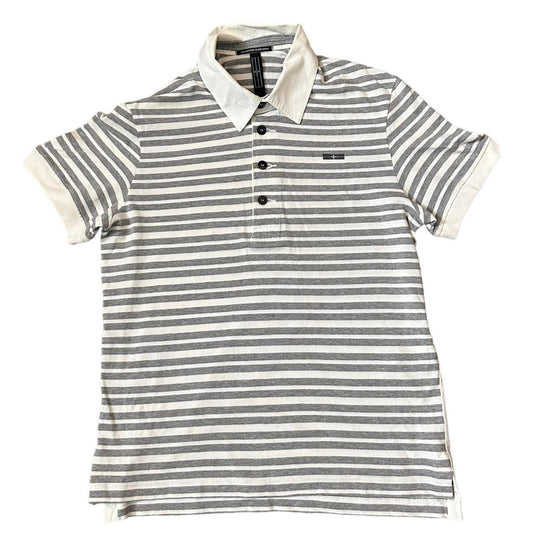 Stone island stripped polo top white and black