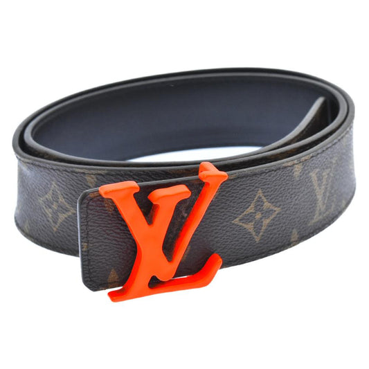 Louis Vuitton Virgil Abloh Brown with Orange buckle Centure LV Shape Monogram Belt - Known Source