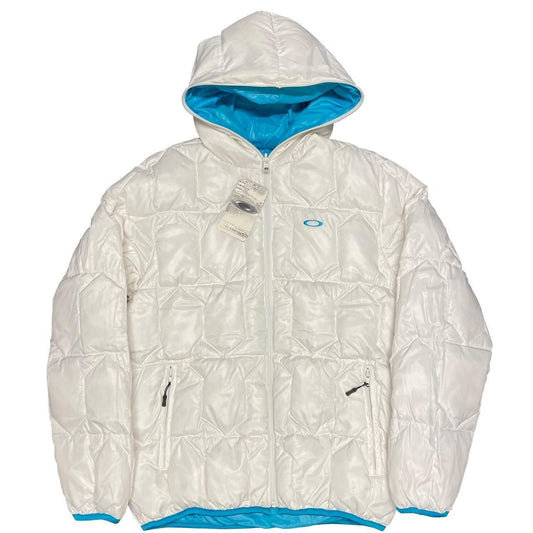 Oakley Reversible Down Puffer Jacket In White & Blue ( L ) - Known Source