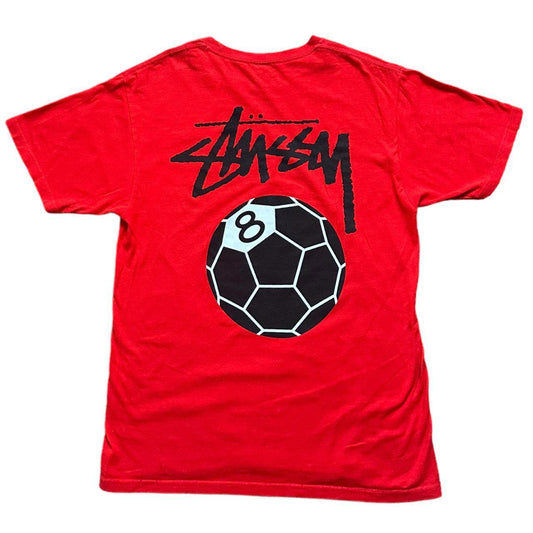 Stussy Red 8 football t-shirt - Known Source
