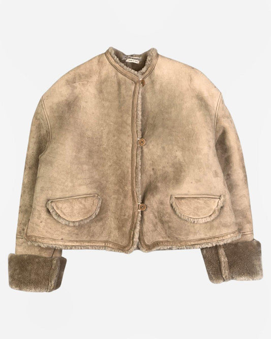 (W:S-M) Emporio Armani AW1990 Cropped Weathered Shearling Blouson - Known Source