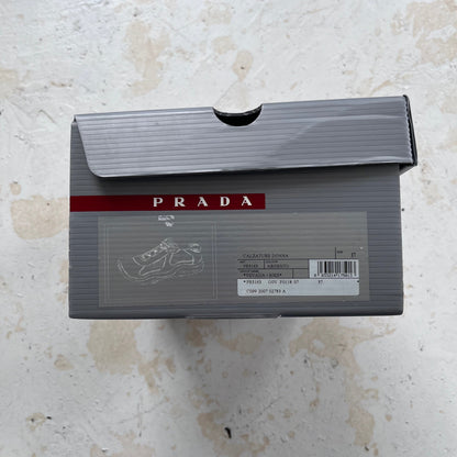 2000s prada sport americas cups matte leather trainers | WHITE, White/Grey