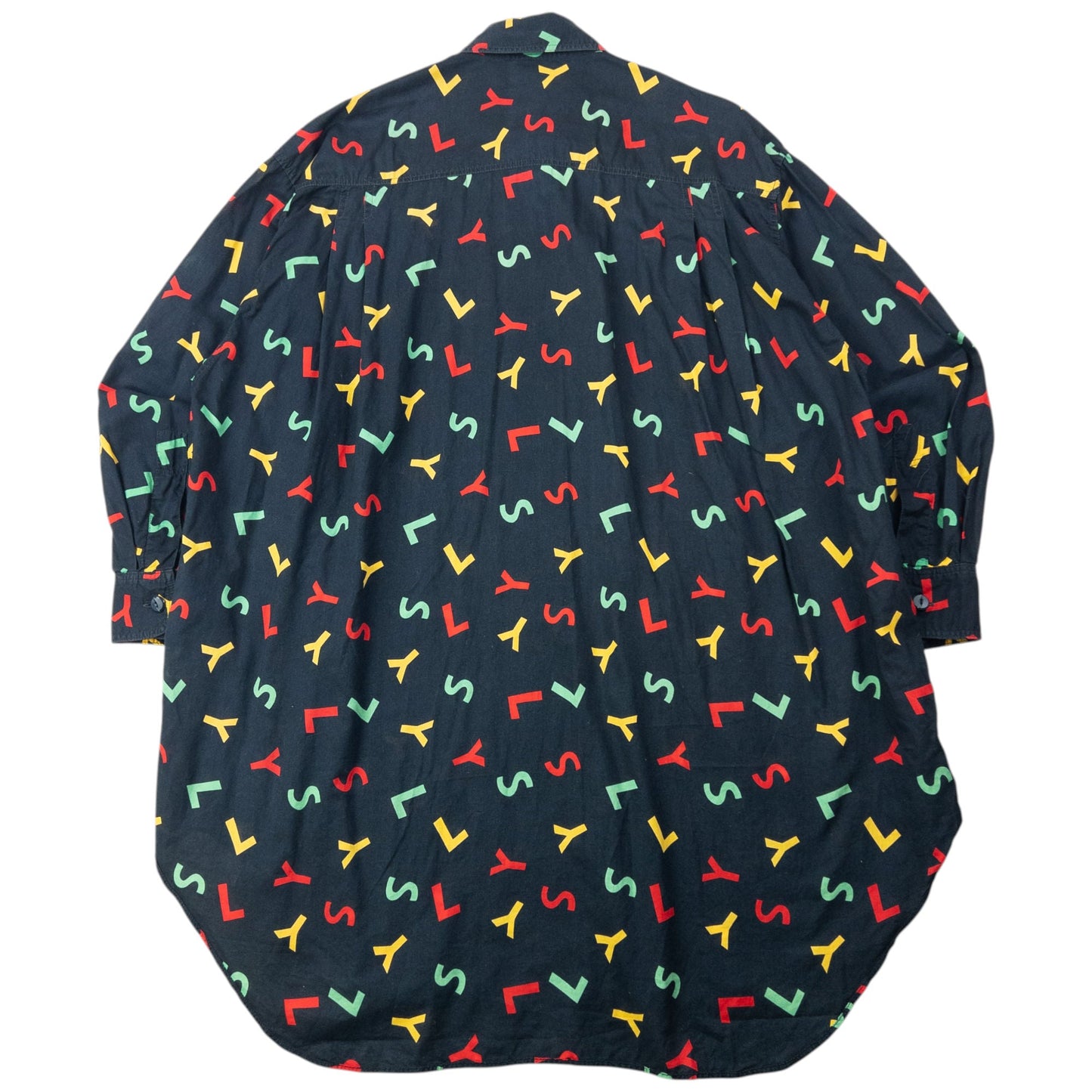 Vintage 80s YSL Yves Saint Laurent Monogram Shirt Dress Womens Size XL | XL, Black