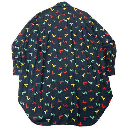 Vintage 80s YSL Yves Saint Laurent Monogram Shirt Dress Womens Size XL | XL, Black