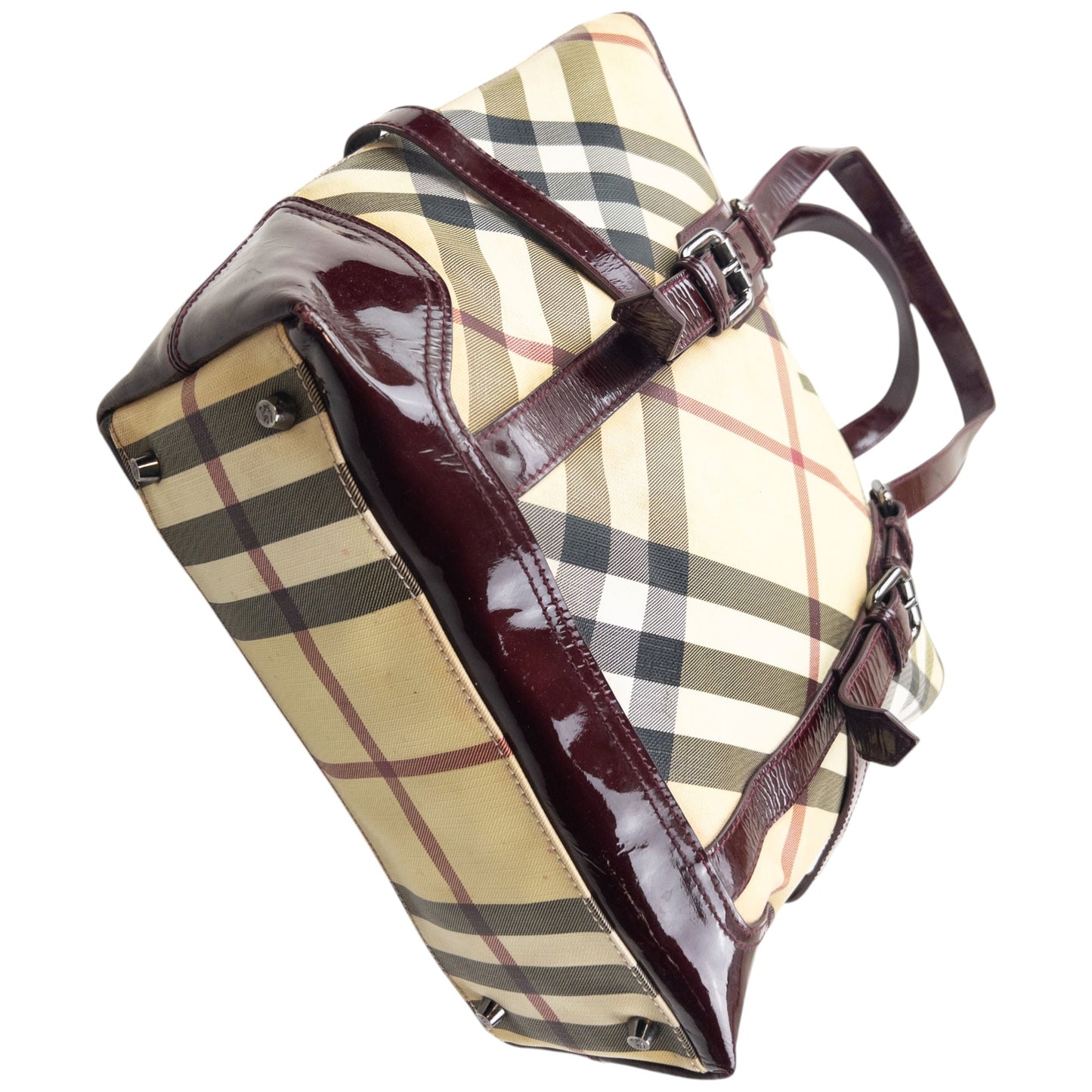 Vintage 2000s Burberry Nova Check Shoulder Bag | O/S, Beige, Burgundy