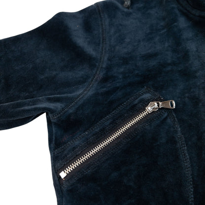 Vintage 2000s Dolce & Gabbana Velour Zip Up Hoodie Womens Size M | Medium, Navy