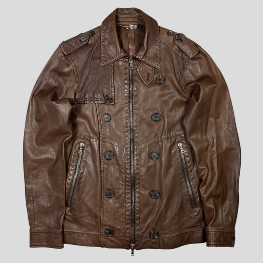 Prada Sport 00’s Brown Military Leather Modular Field Jacket - IT48 (S/M)