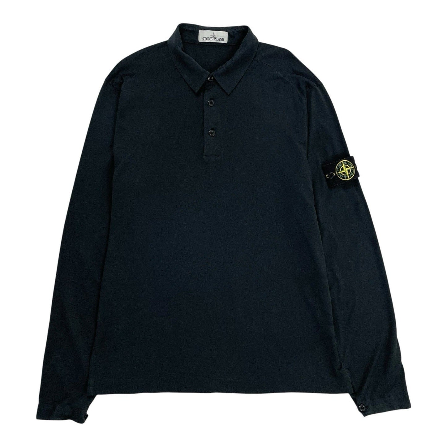 Stone Island Long Sleeve Polo, Size XL | Stone island, Black