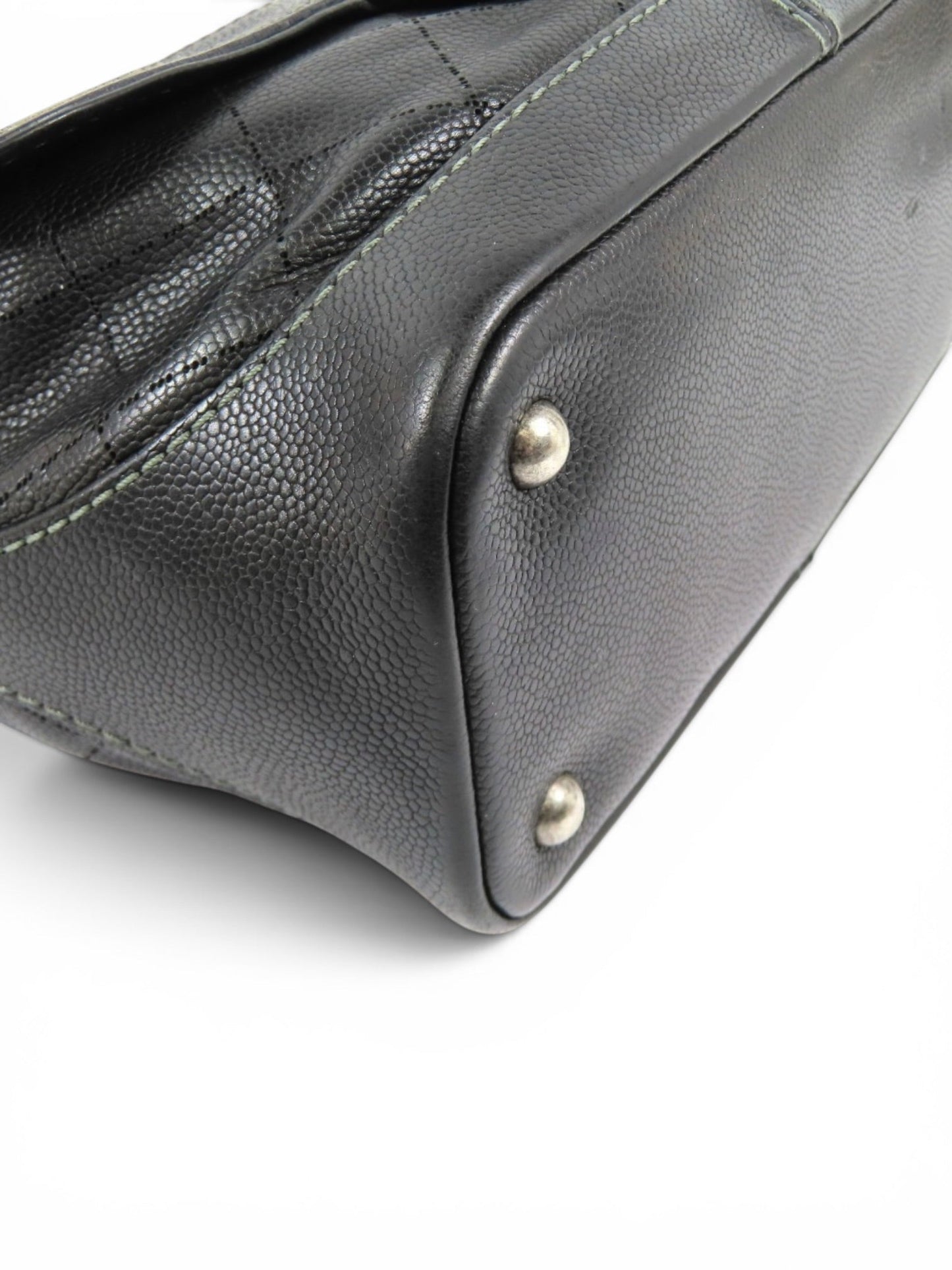 2000s Chanel Caviar Leather Black Matelasse Chain Shoulder Bag SHW | O/S, Black