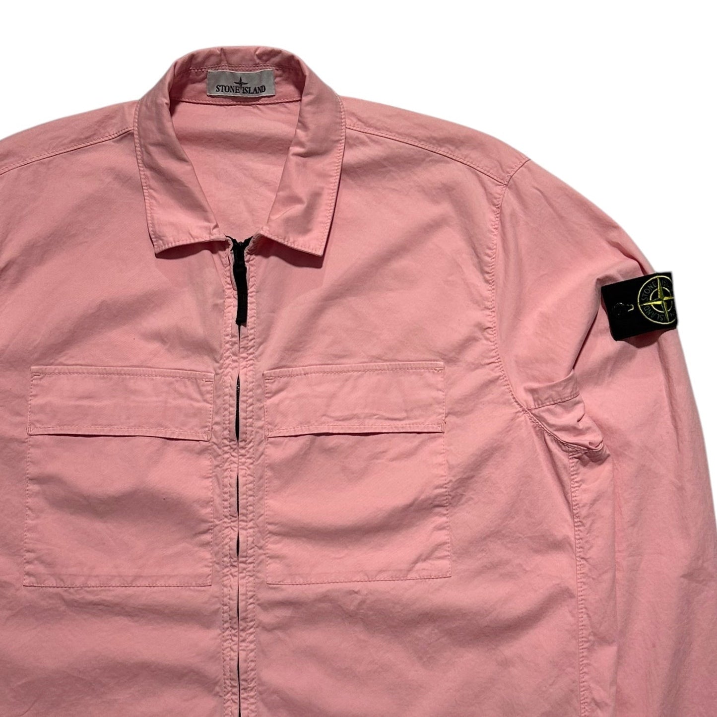 Stone Island Zip Up Double Pocket Canvas Overshirt