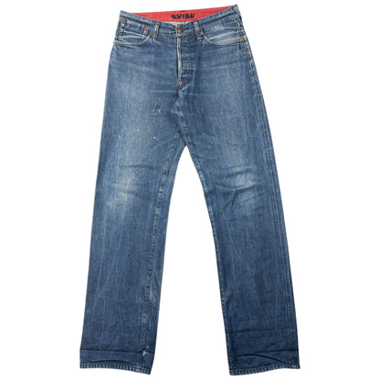 Vintage 2000s Evisu Embossed Double Gull Japanese Denim Jeans Size W30 | W30, Blue