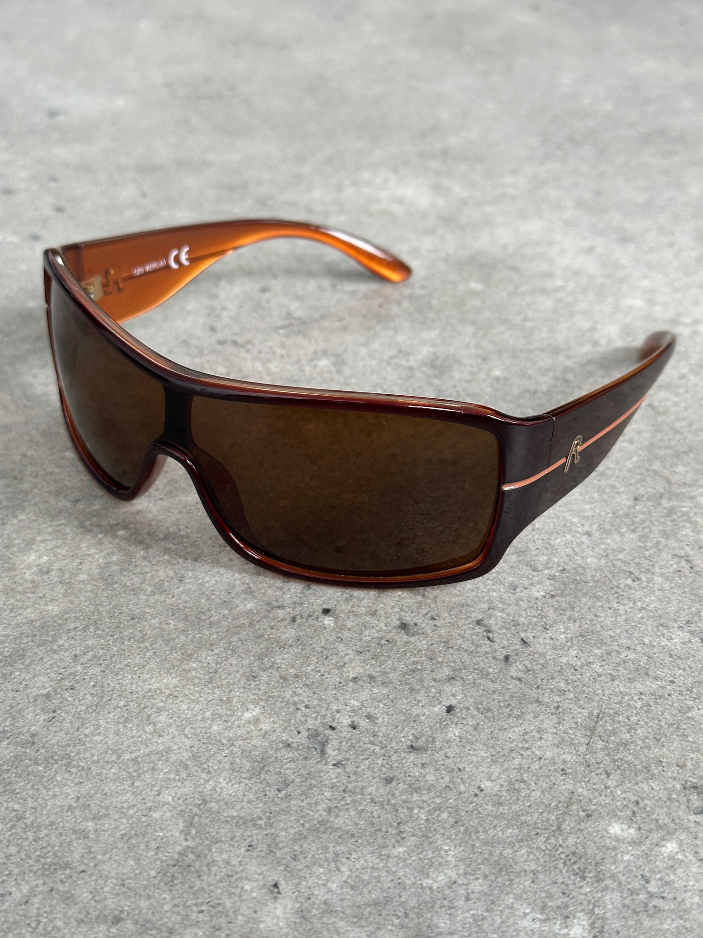 Replay 2000s Oversized Shield Logo Sunglasses