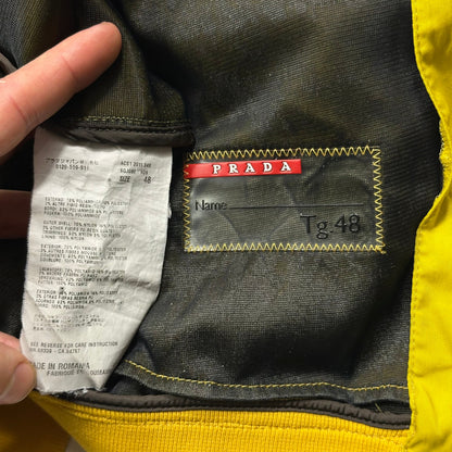 Prada Sport 2011 Acid Yellow Red Tab Nylon Striped Track Jacket - IT48 (M) | Default Title, Acid Yellow