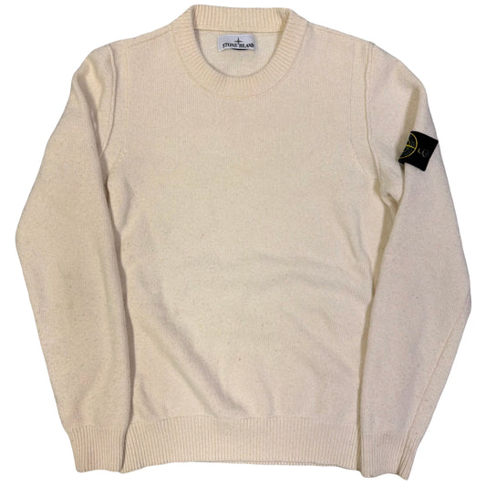 Stone Island Lambswool Knitted Sweatshirt In Cream (M) | Stone Island, Cream