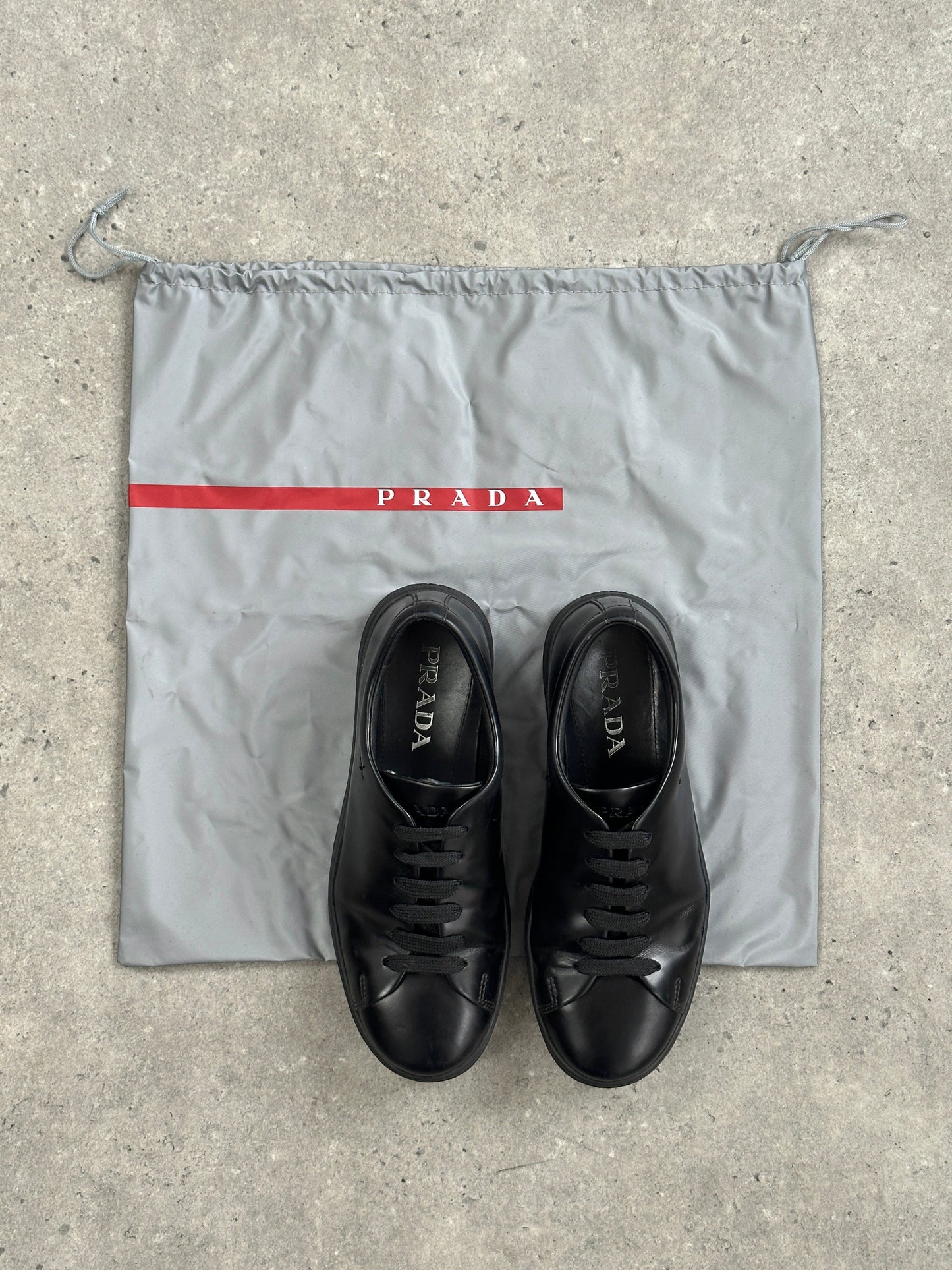 Prada Sport 2000s Leather Minimal Lace Up Trainers - UK 5.5