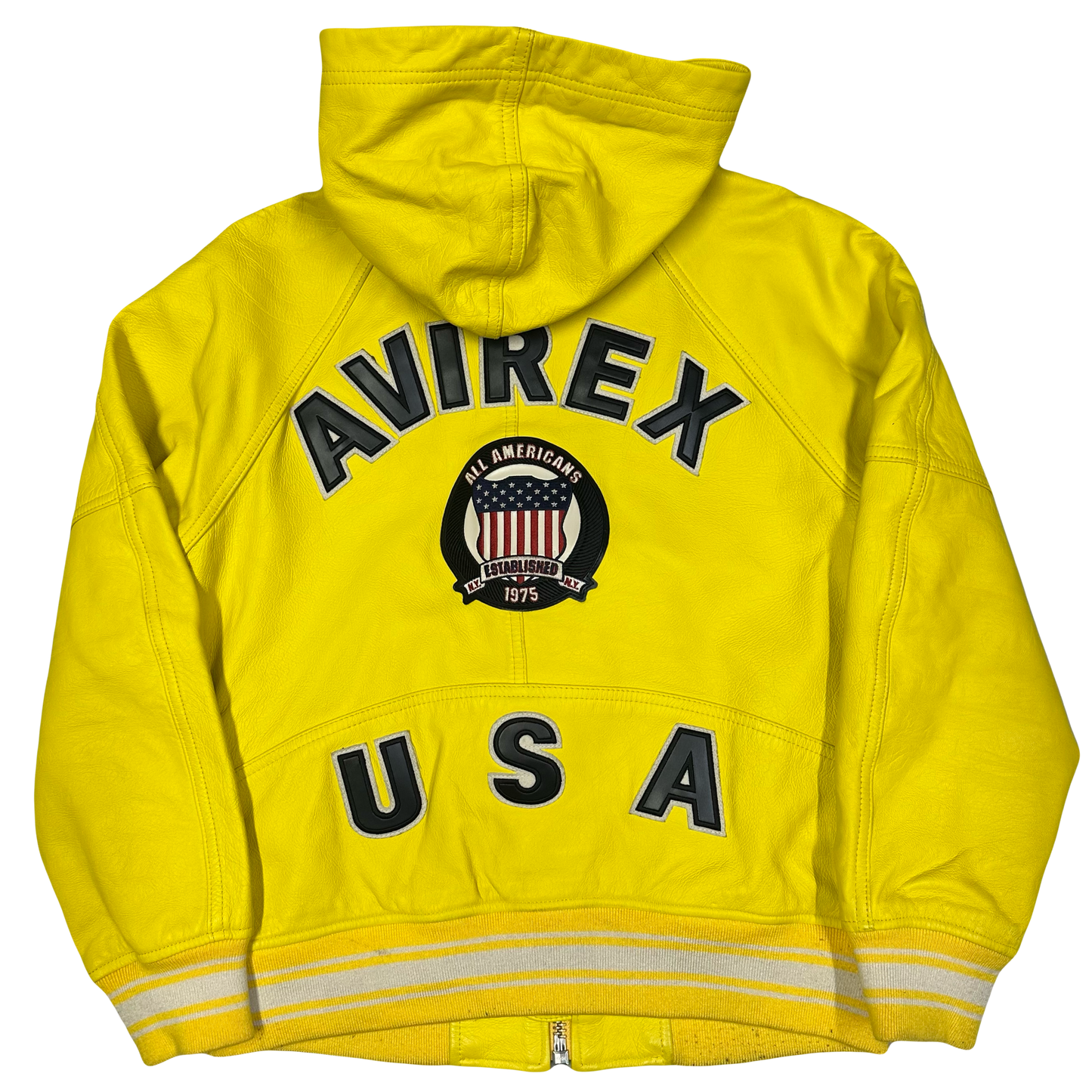 Avirex Icon Hooded Leather Jacket In Hoodie ( XS )