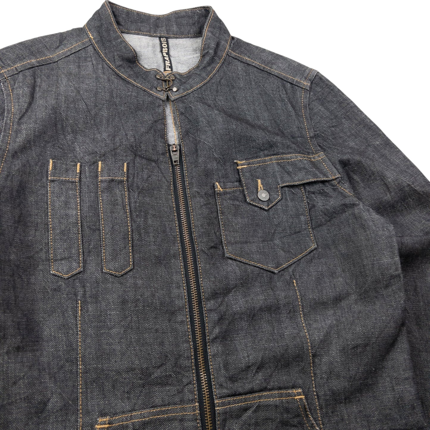 Vintage 90s Frapbois By Issey Miyake Zip Up Denim Jacket Size S | Small, Grey
