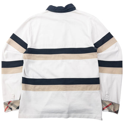 Vintage Burberry Striped Long Sleeve Rugby Polo Shirt Size S | Small, Red