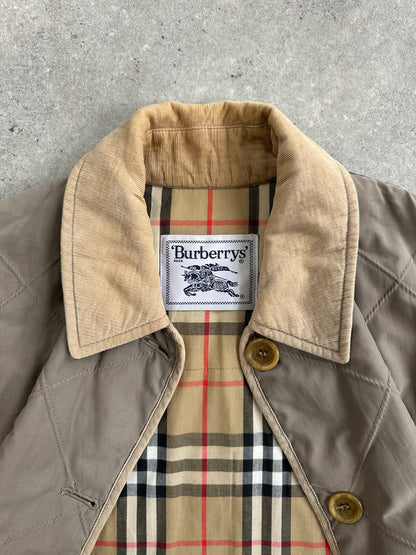 Burberry 1990s Quilted Nova Check Cord Collar Jacket – L