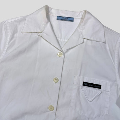 Prada Milano 2019 Camp Collar Triangle Logo Boxy Shirt - IT38 | Default Title, Multicoloured