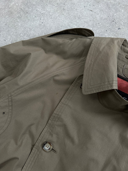 London Fog 1990s High Neck Double Breasted Belted Trench Coat - XL