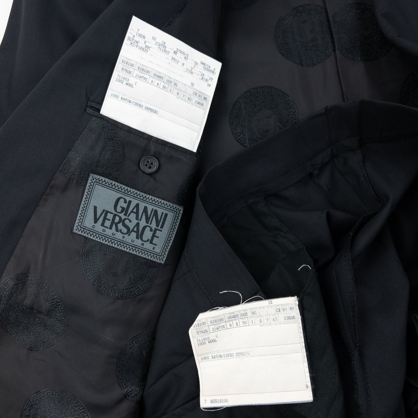 Vintage 90s Gianni Versace Jacket & Trousers Suit Set Size L | Large, Black