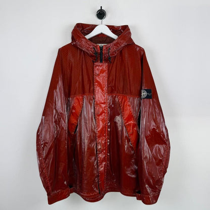 SS2012 Stone Island Mussola Prismatica Hooded Jacket Red (XXXL) | XXXL, Red