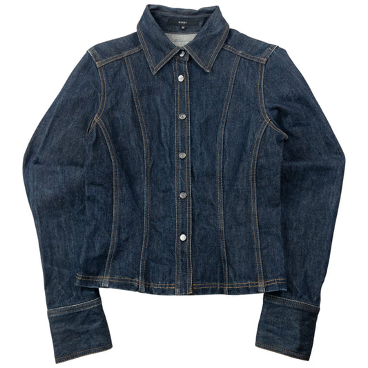 Vintage 90s Gucci By Tom Ford Cropped Denim Jacket Womens Size M | Medium, Navy