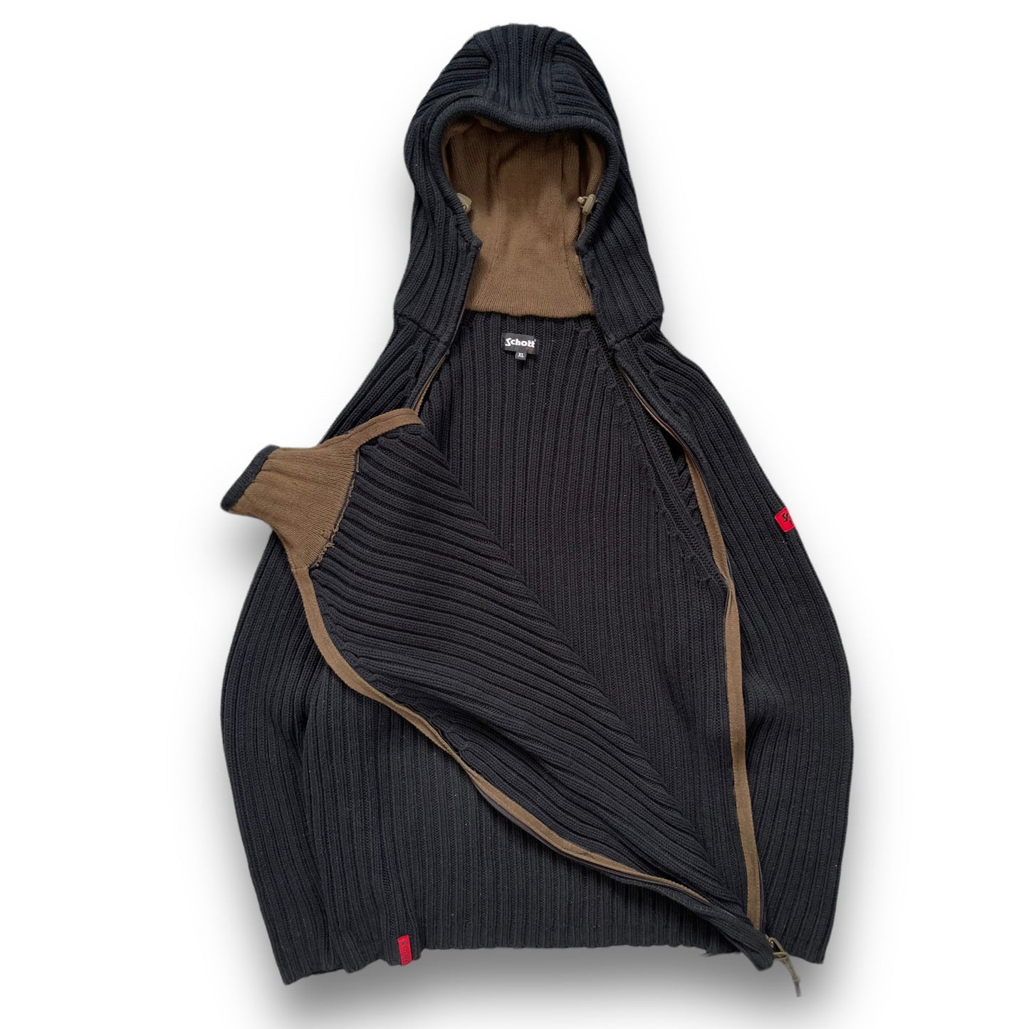 2000's Schott NYC Dual Zip Knitted Balaclava Hoodie (XL) | Default Title, Multicoloured