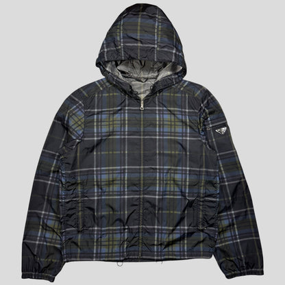 Prada 2011 SAMPLE Shadow Plaid Nylon-PU Resin Coated Windbreaker - M/L | Default Title, Dark Shadow Plaid