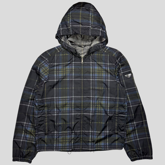 Prada 2011 SAMPLE Shadow Plaid Nylon-PU Resin Coated Windbreaker - M/L | Default Title, Dark Shadow Plaid