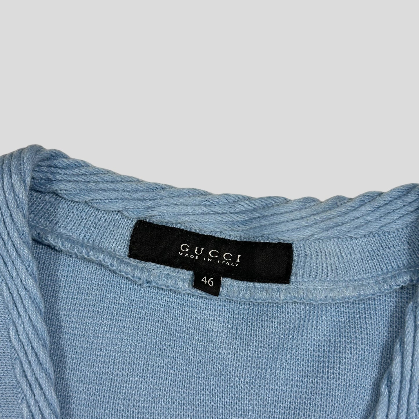 Gucci by Tom Ford 00’s Baby Blue Cable Knit Oversized Cardigan - M/L | Default Title, Blue