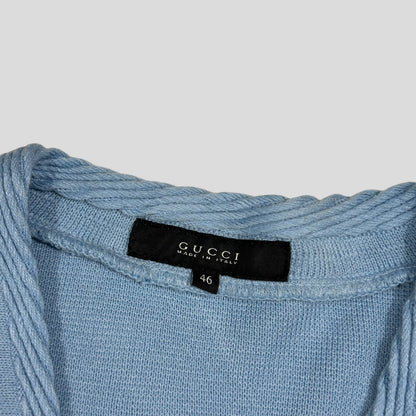 Gucci by Tom Ford 00’s Baby Blue Cable Knit Oversized Cardigan - M/L | Default Title, Blue