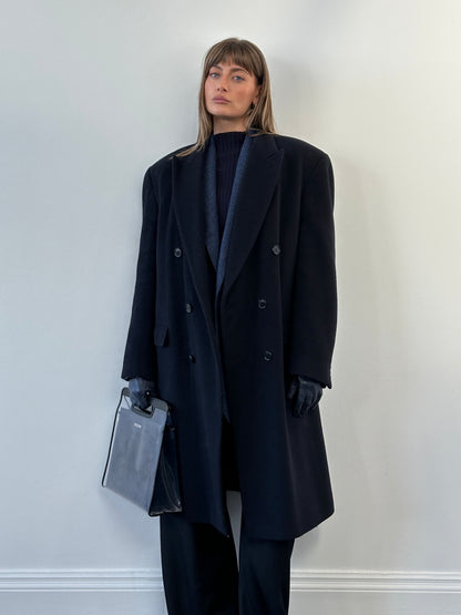 British Vintage 1990s Savoy Taylors Guild Wool Cashmere Coat - XL/XXL