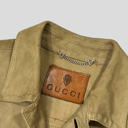Gucci by Tom Ford 00’s Suede Leather Belted Boxy Trucker Jacket - IT52 | Default Title, Multicoloured