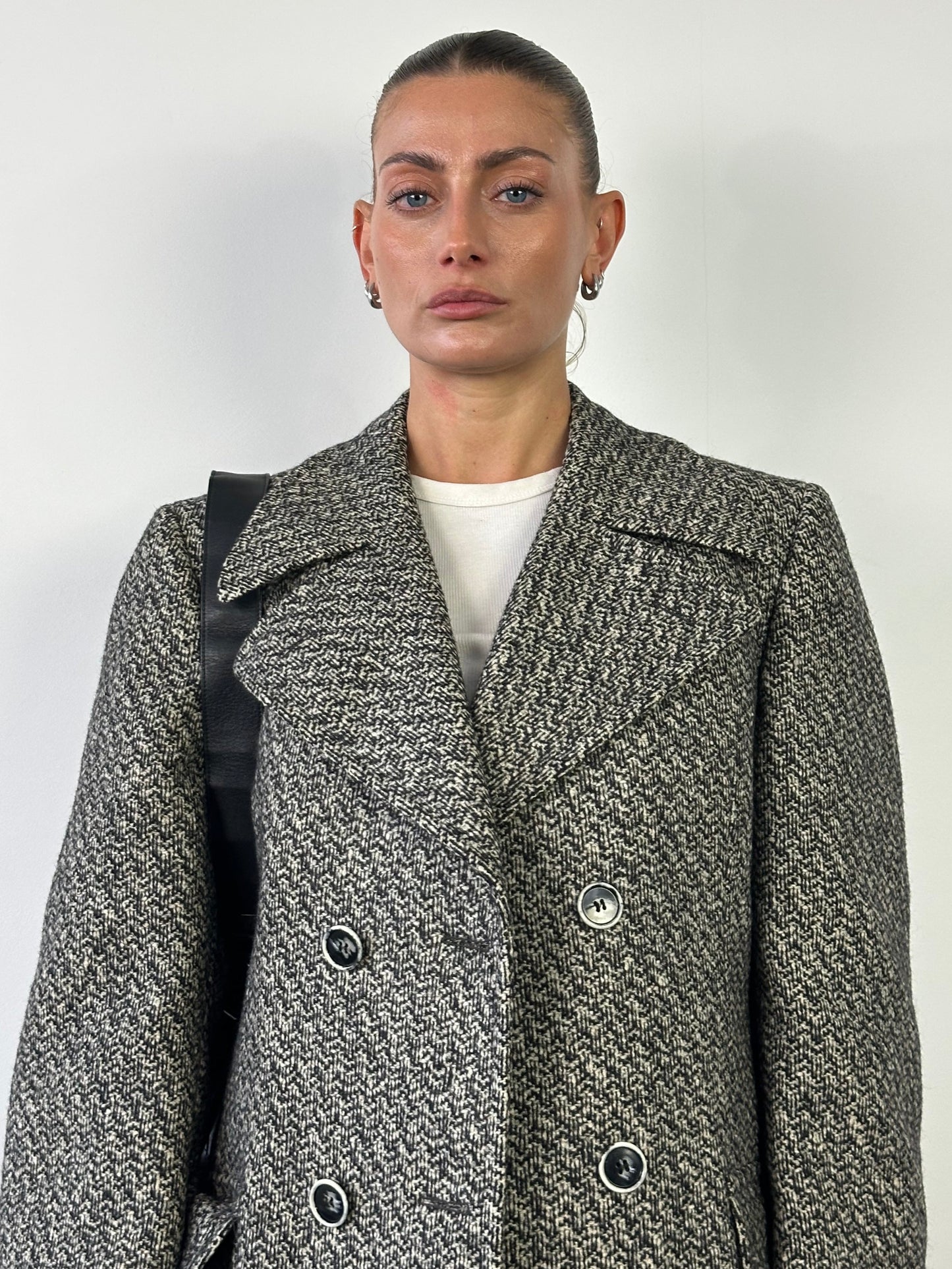 Italian Vintage Circa 90s Pure Wool Double Breasted Coat - M