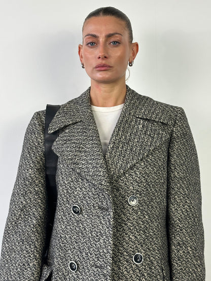 Italian Vintage Circa 90s Pure Wool Double Breasted Coat - M