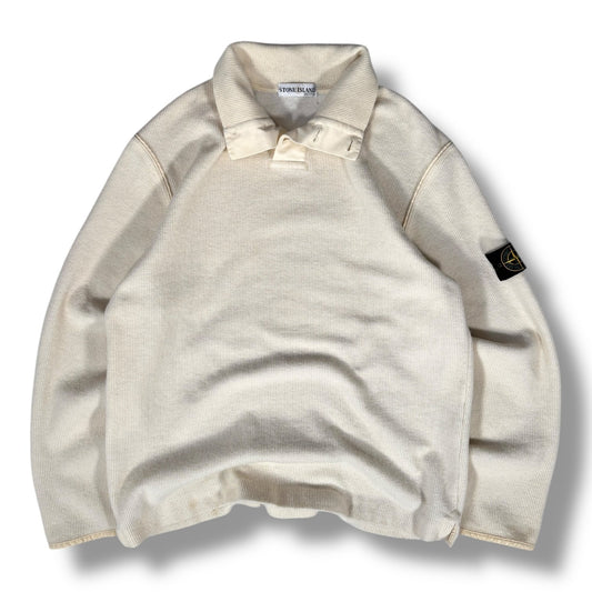 Stone Island AW02 Funnel Neck Pull Over Knit Jumper L | Large, Cream