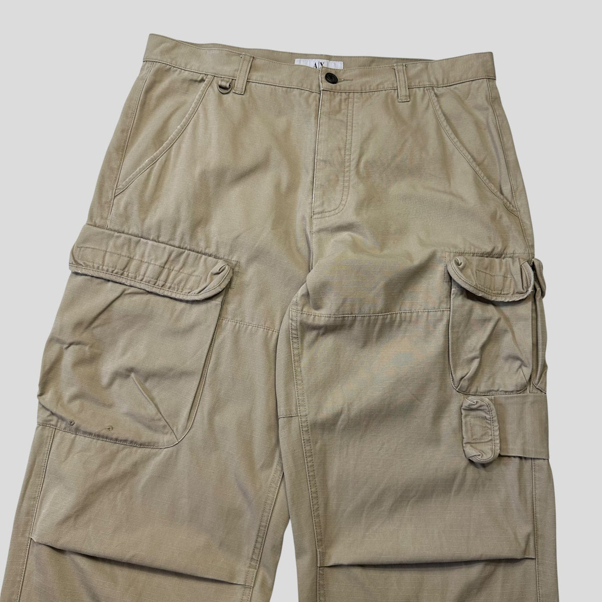 Armani 90’s Cotton Ripstop Cargo Trousers - 34 | W34, Beige
