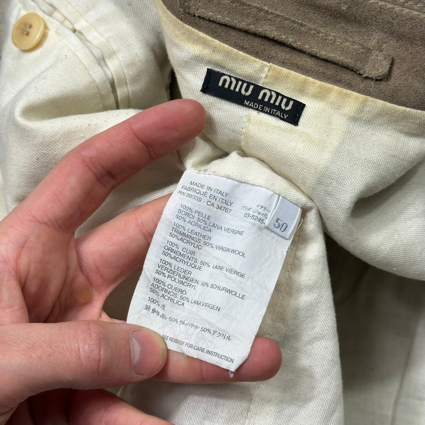 Miu Miu 00’s Suede Leather Cropped Work Jacket - IT50 (M/L) | Default Title, Multicoloured