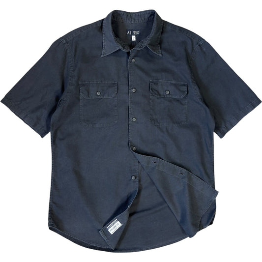 Armani Jeans 00’s Linen Short Sleeve Shirt L | Large, Navy