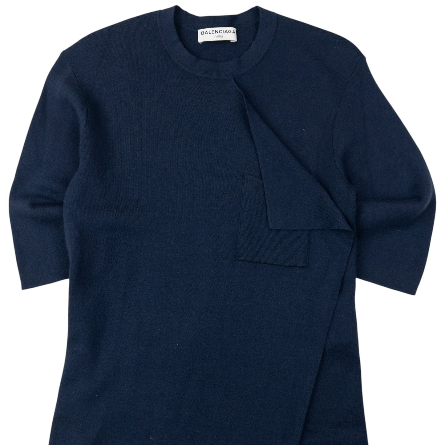 Balenciaga Paris Asymmetric Wool Dress Womens Size S | Small, Navy