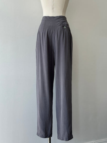Vintage 1990s Pure Silk Tapered Leg Tailored Trousers - W25